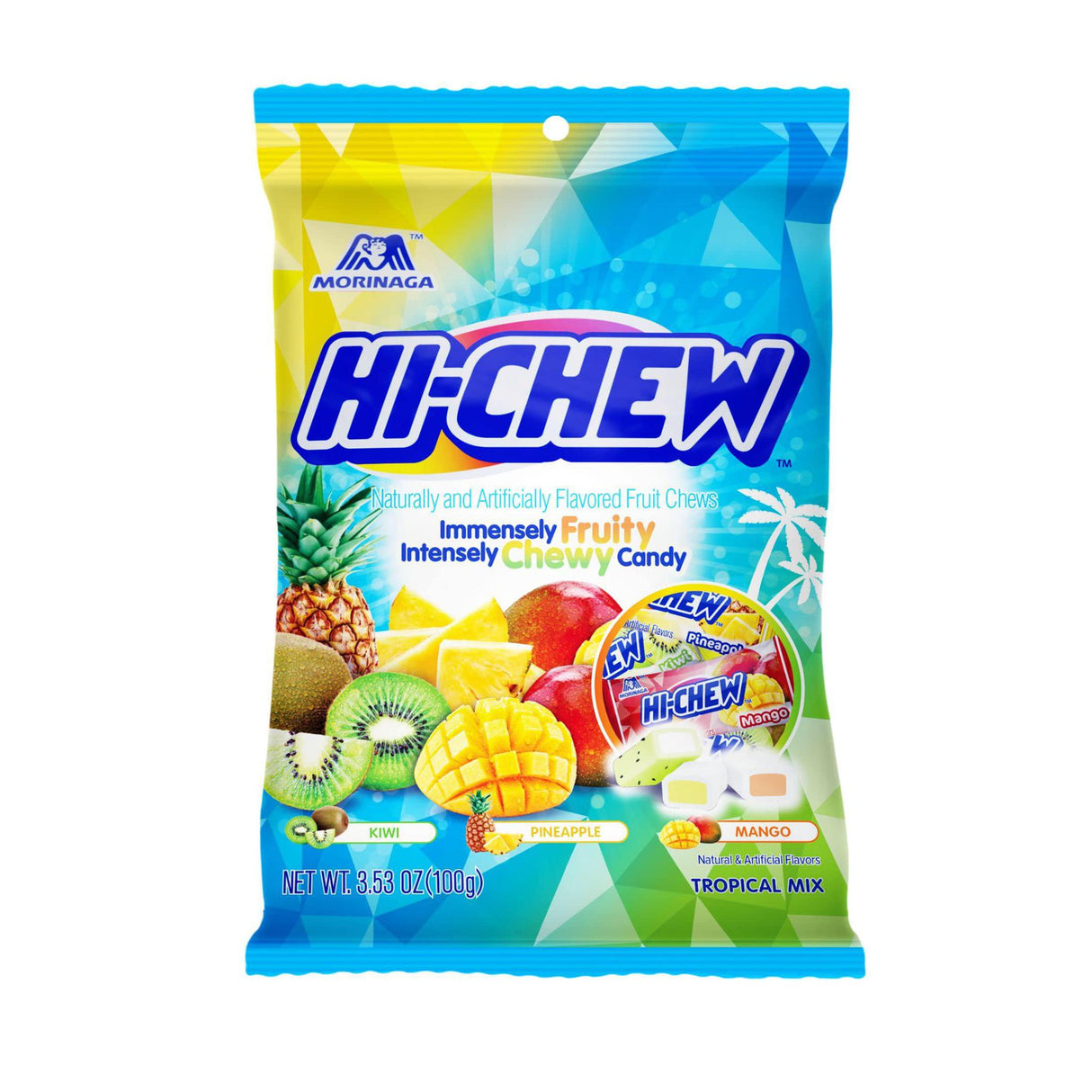 HI-CHEW TROPICAL MIX KIWI,PINEAPPLE,MANGO 3.53OZ/100G