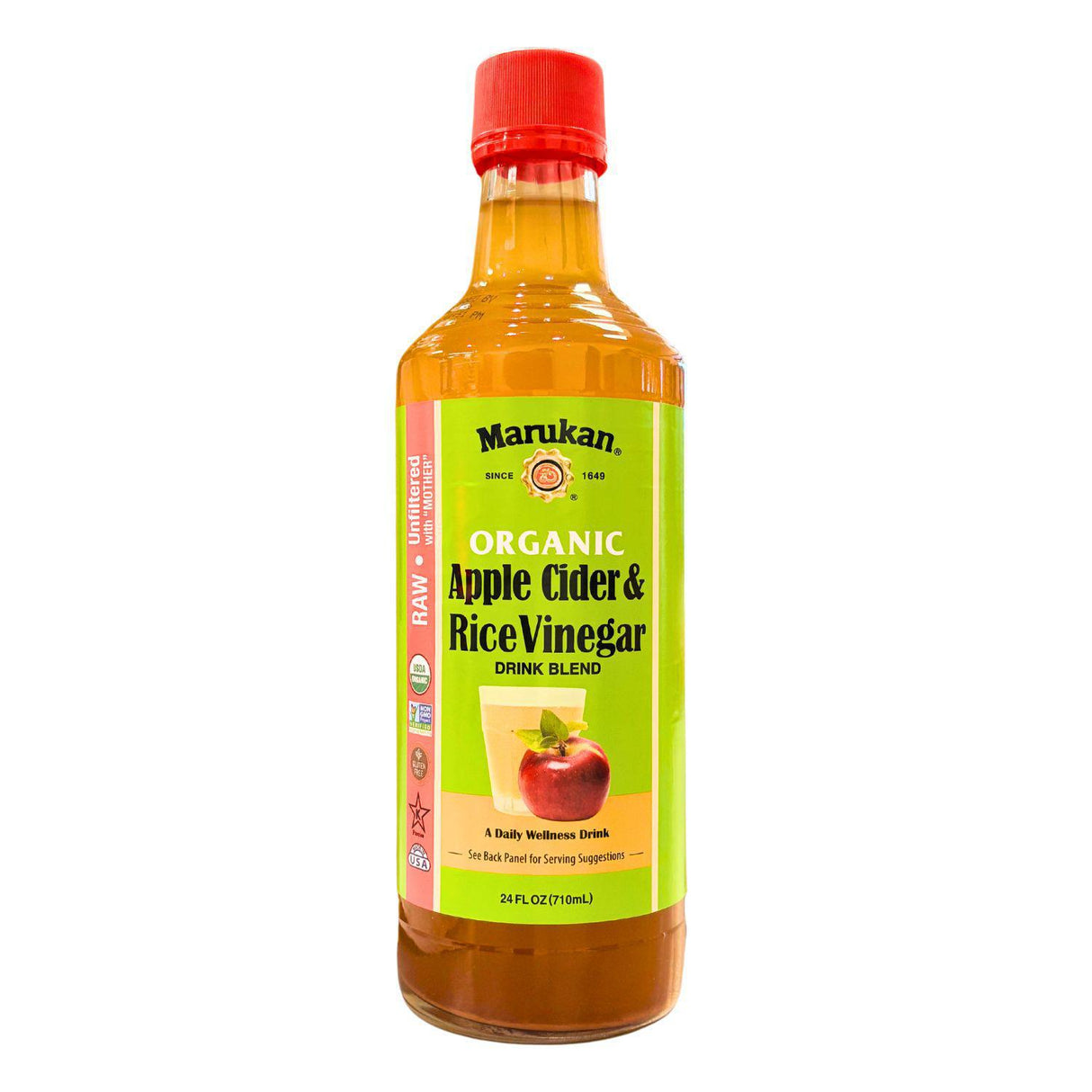 MARUKAN ORG'C APPLE & RICE VINEGAR 24FLOZ/710ML