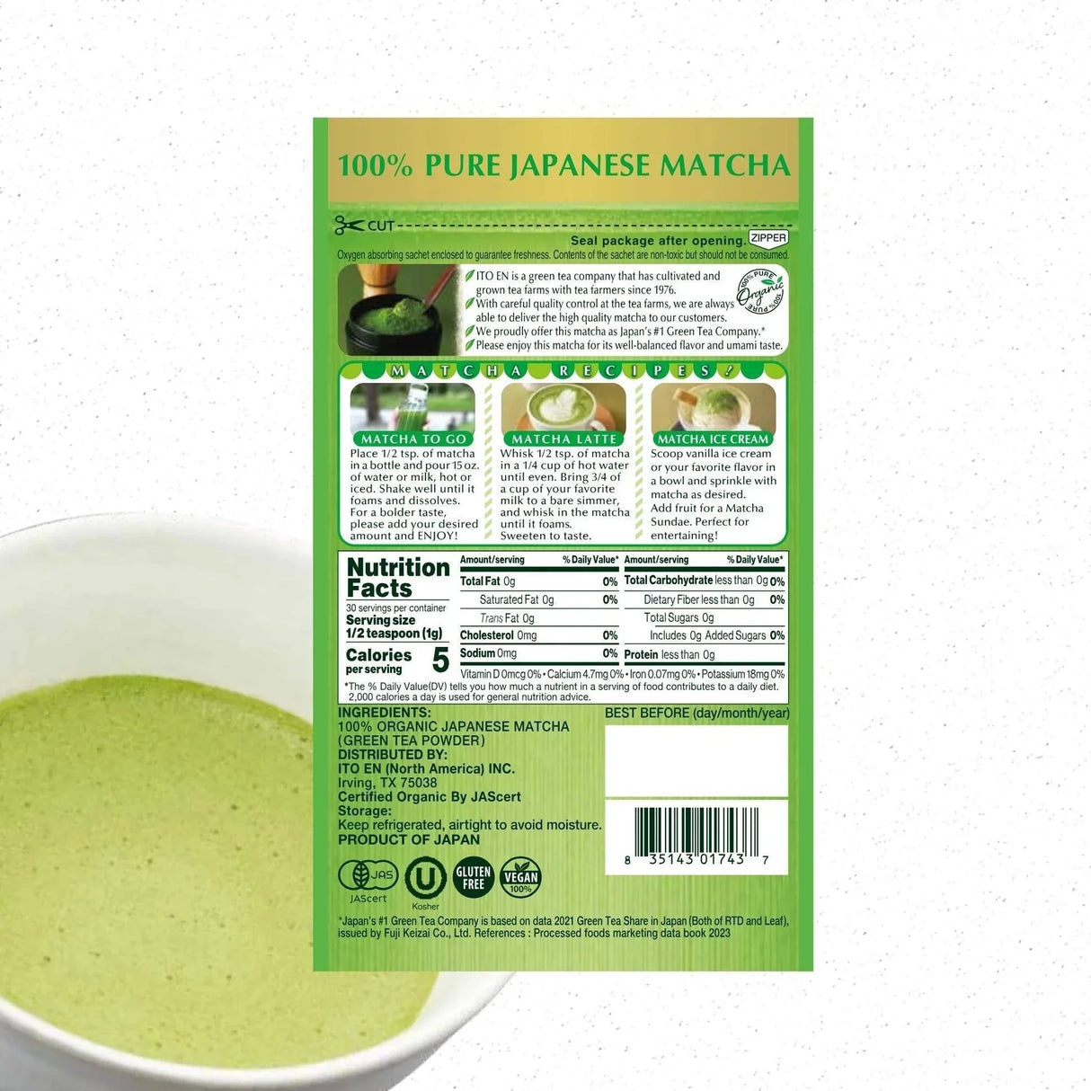 ITOEN USDA ORGANIC MATCHA POWDER 1.06 OZ