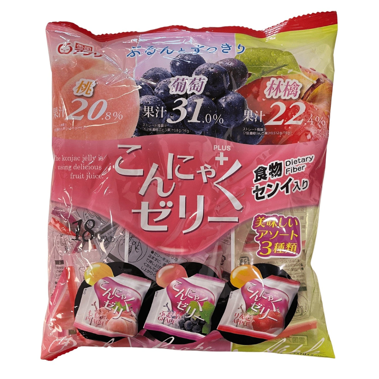 KONNYAKU JELLY MIX GRAPE/PEACH/APPLE 18P/101OZ/288G
