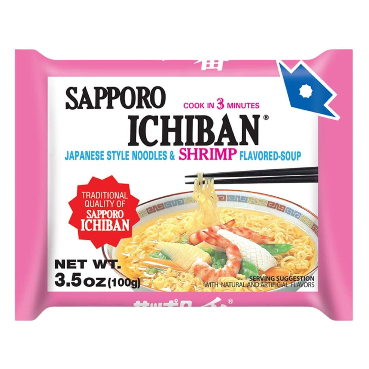SAPPORO ICHIBAN SHRIMP RAMEN 1PACK 3.5OZ/100G