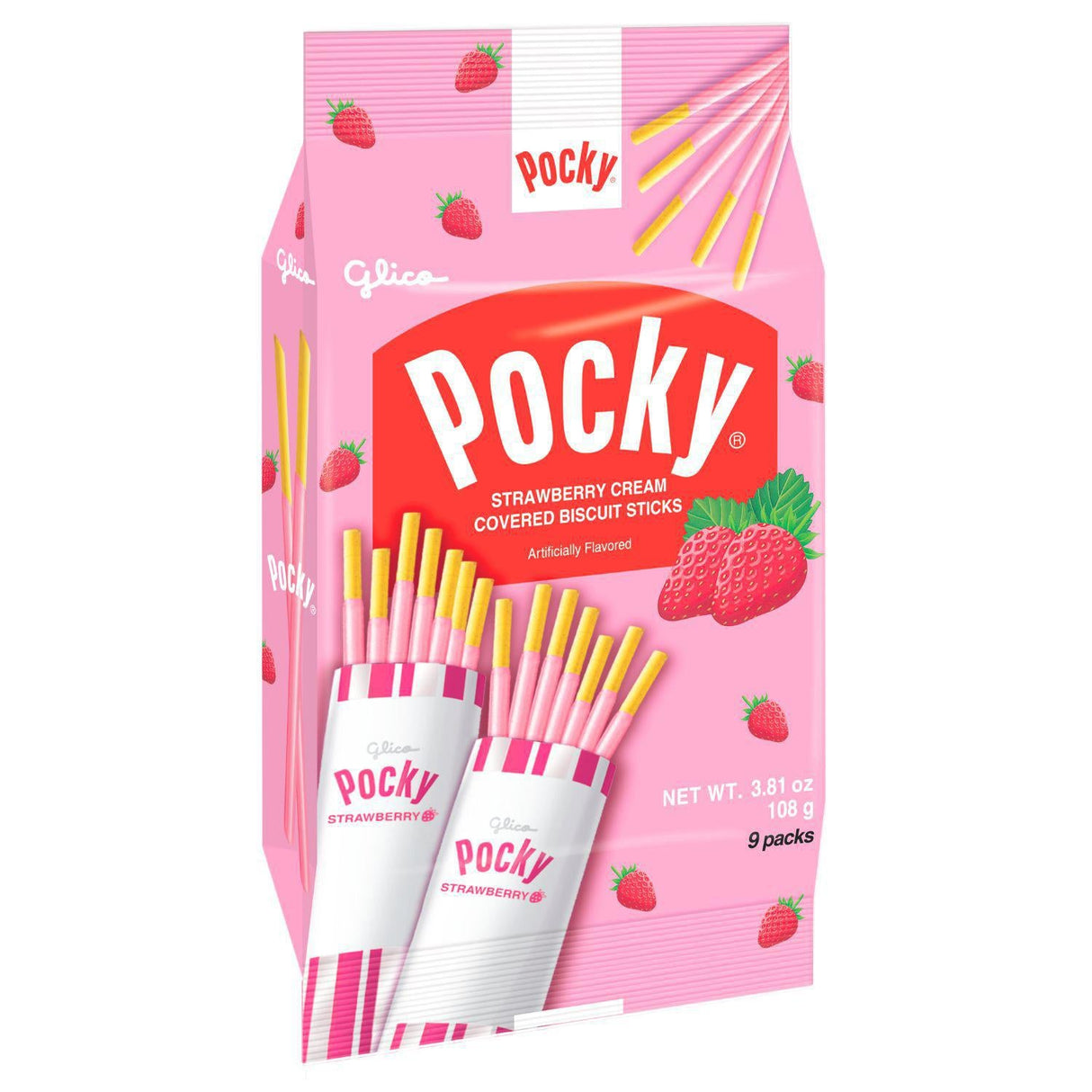 GLICO POCKY STRAWBERRY 9 PK 3.81OZ/108G - GOHAN Market
