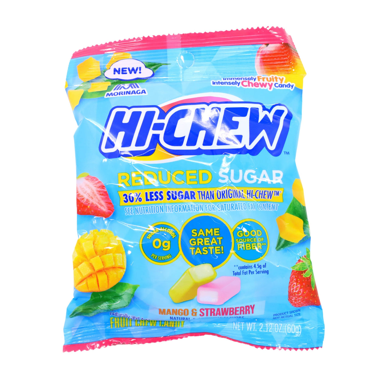 HI-CHEW REDUCED SUGAR MANGO AND STRAWBERRY BAG 2.12OZ/60G