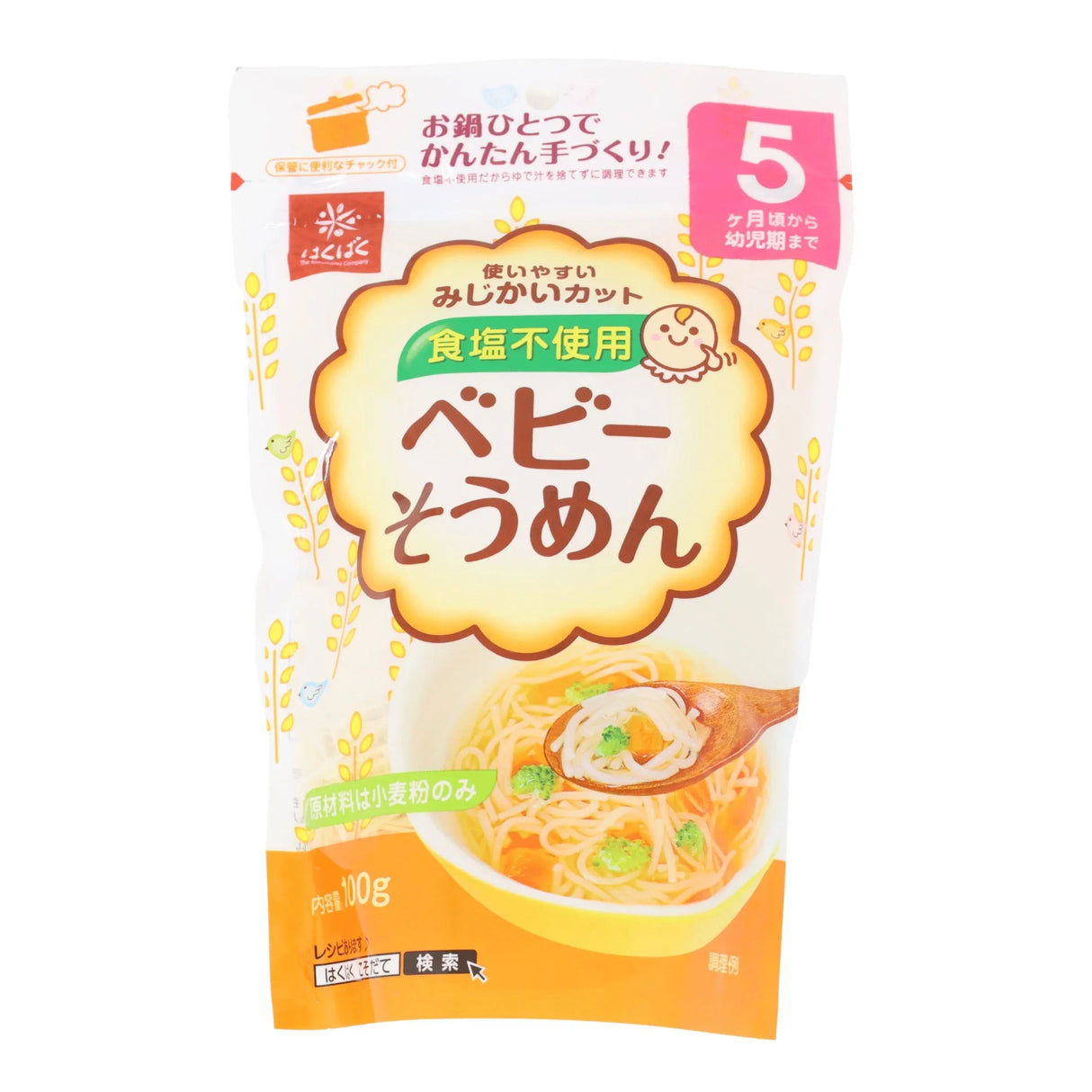 HAKUBAKU BABY FOODS SOMEN NOODLES NON SALT 3.5OZ/100G073575295331