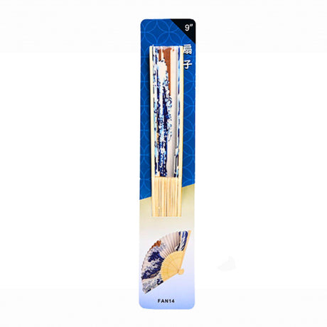 9"L POLY FAN W/BAMBOO HANDLE