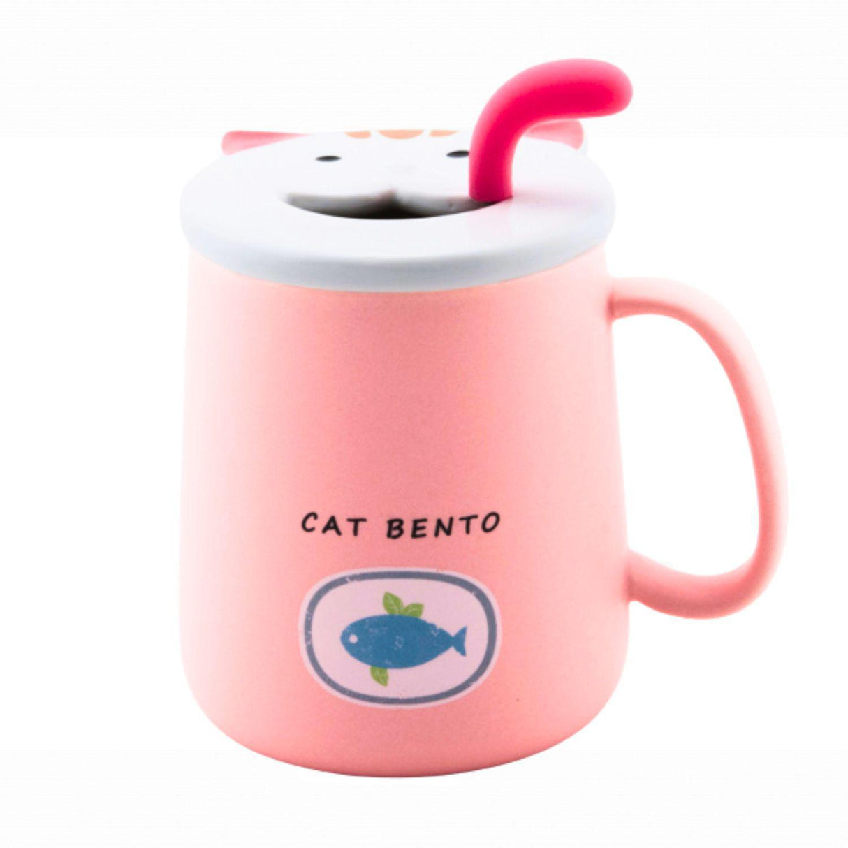 14OZ MUG W/LID AND SPOON PINK CAT BENTO