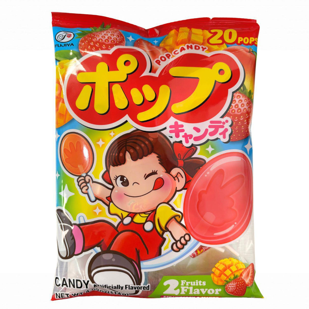 FUJIYA LOLLIPOP STRAWBERRY & MANGO 4.02OZ/114G