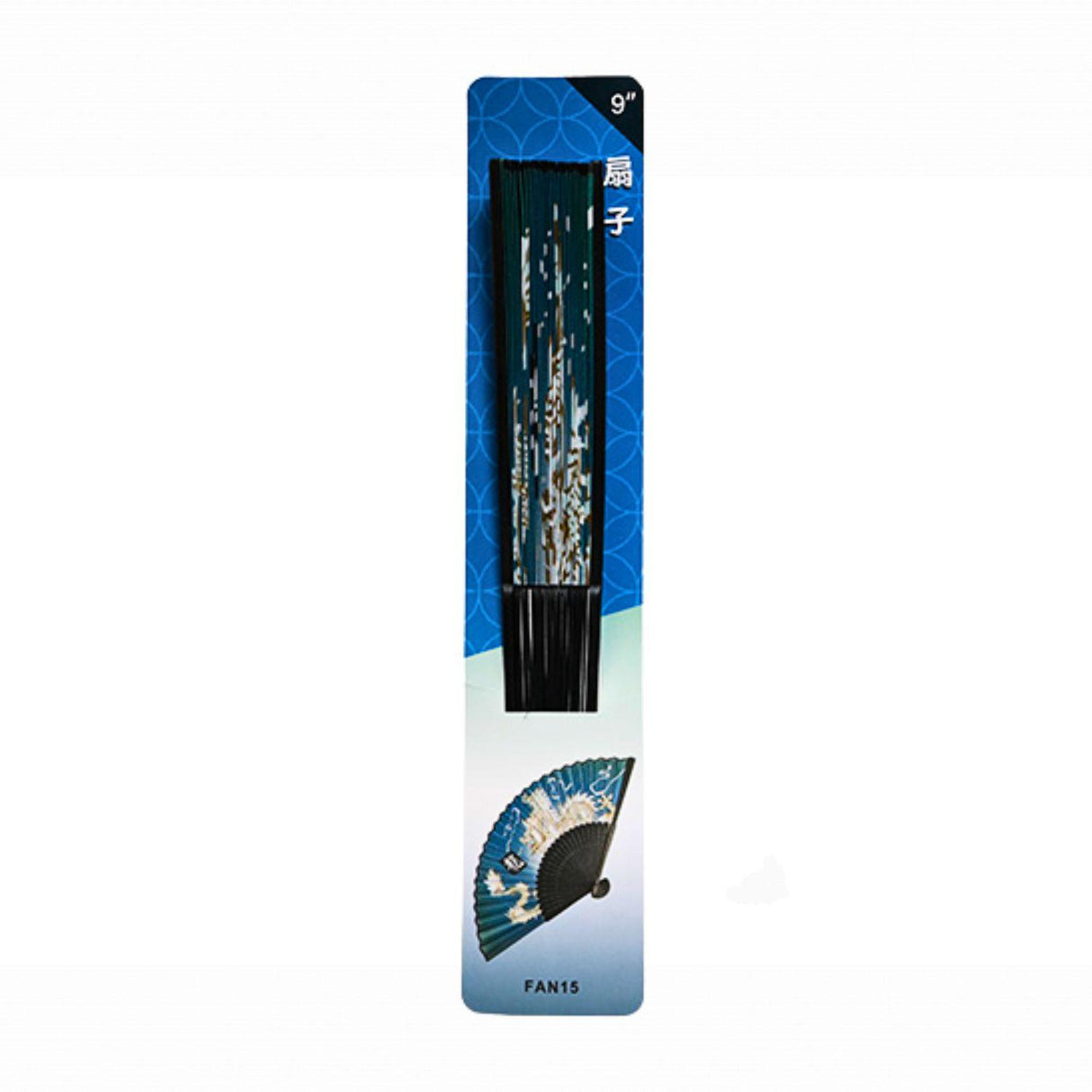 DRAGON - 9"L POLY FAN W/BAMBOO HANDLE