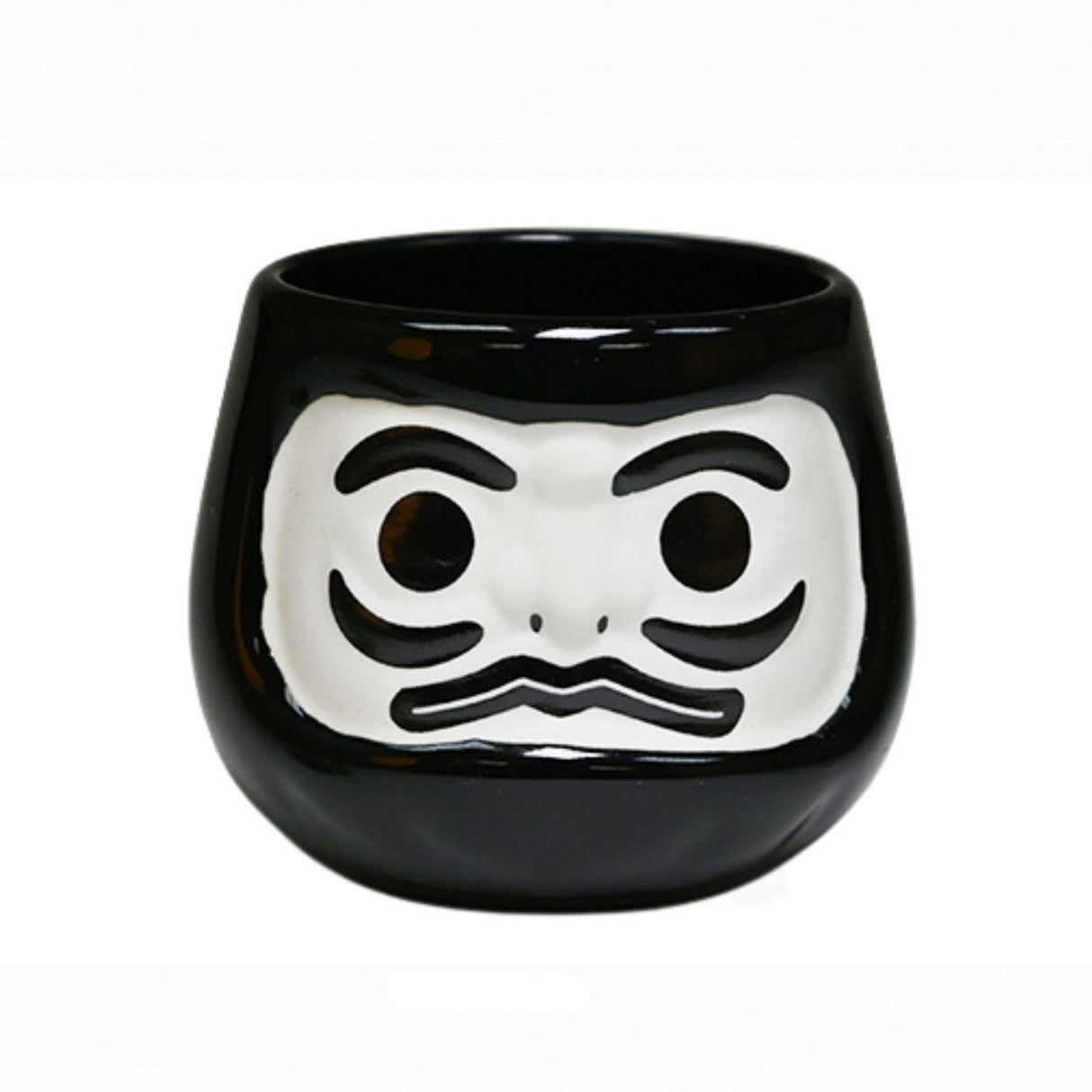6OZ 2.5"H TEA CUP LUCKY DARUMA BLACK