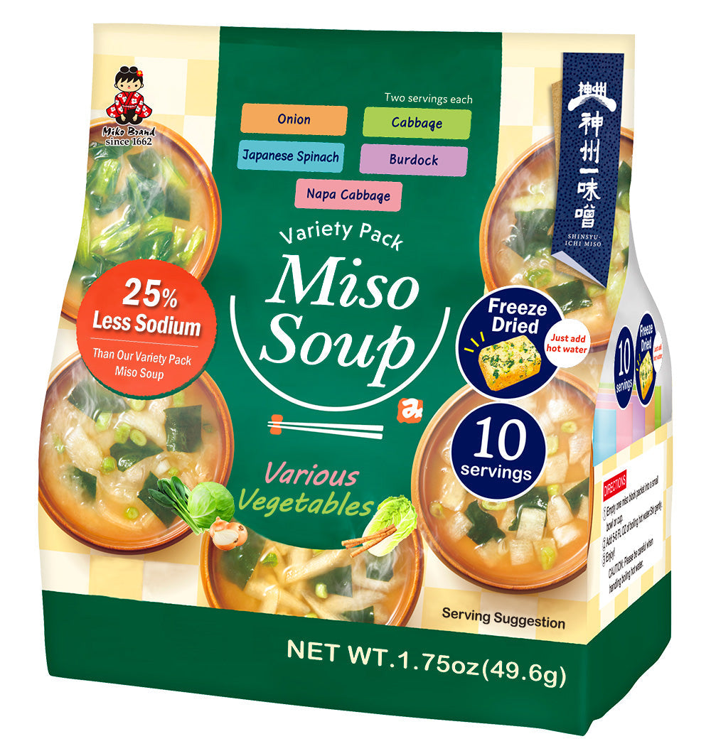 SHINSHU-ICHI MIKO BRAND FREEZE DRIED VARIETY PACK MISO SOUP 25%LESS SODIUM 1.75OZ/49.6G