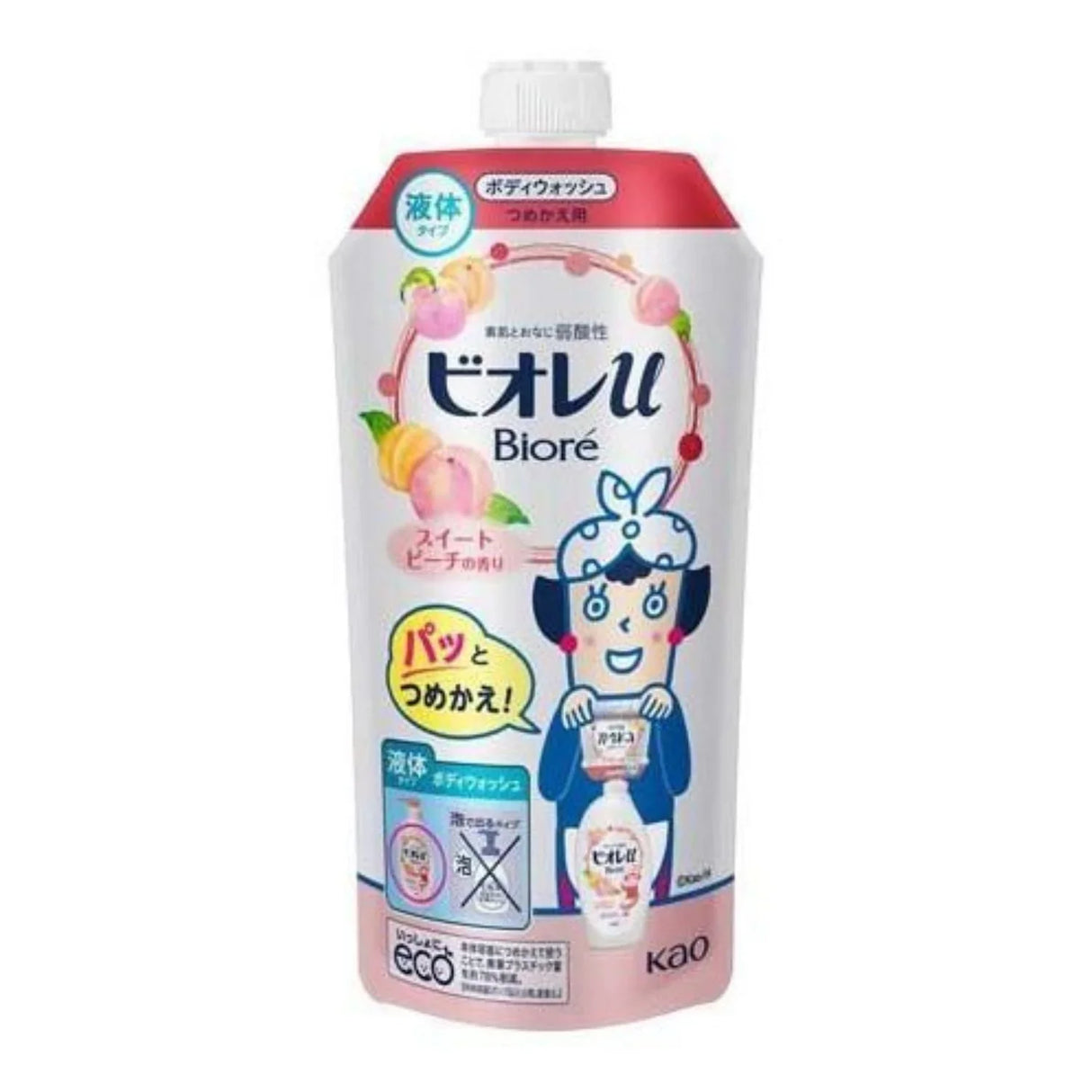 KAO BIORE U BODY SOAP SWEET PEACH REFILL 11.5OZ