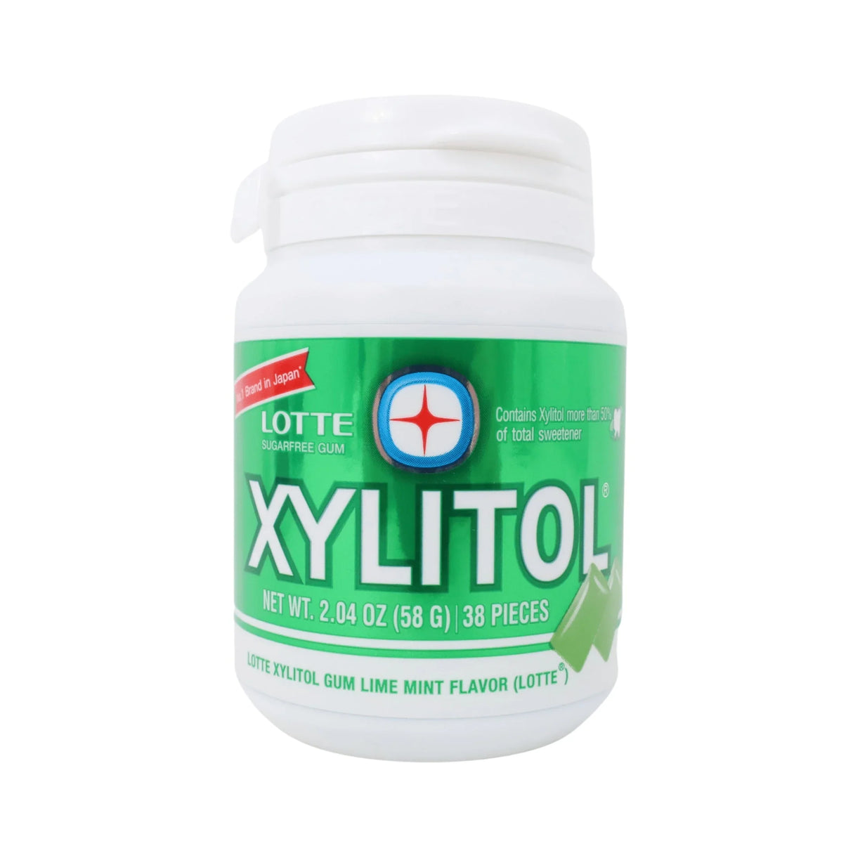 LOTTE XYLITOL SUGARFREE LIME MINT FLAVOR GUM 2.04OZ/58G