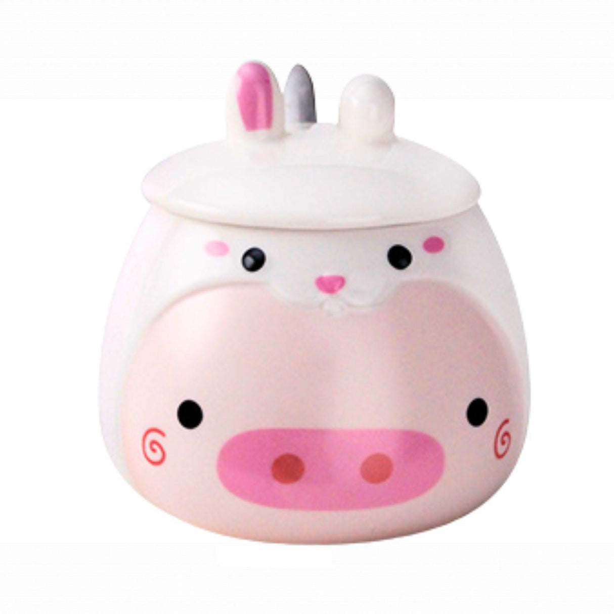 18OZ 4"D X 4"H MUG W/LID AND SPOON PIG