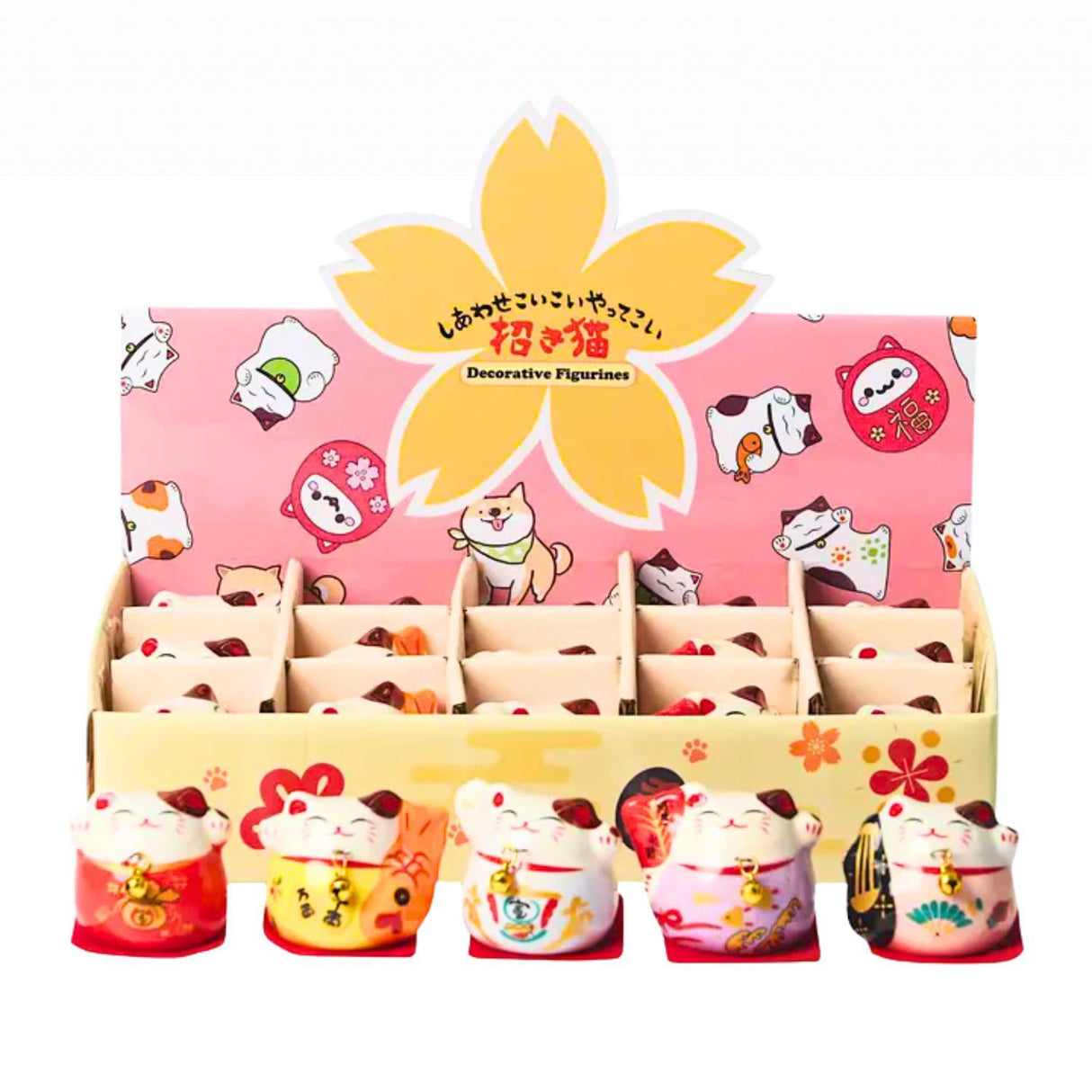 ASSORTED MANEKI NEKO LUCKY CAT FIGURINES 2.5IN(1/18)