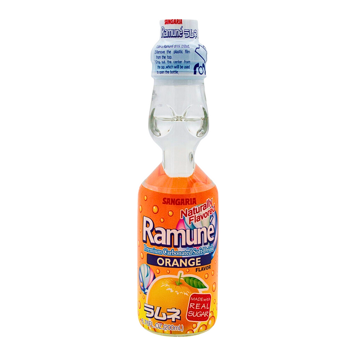 SANGARIA RAMUNE, Flavor - Orange PREMIUM CARBONATED SOFT DRINK  6.76fl oz/200ml