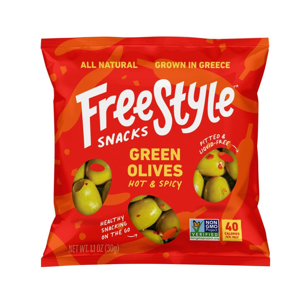 Hot & Spicy Green Olives (ORANGE) 1.1oz