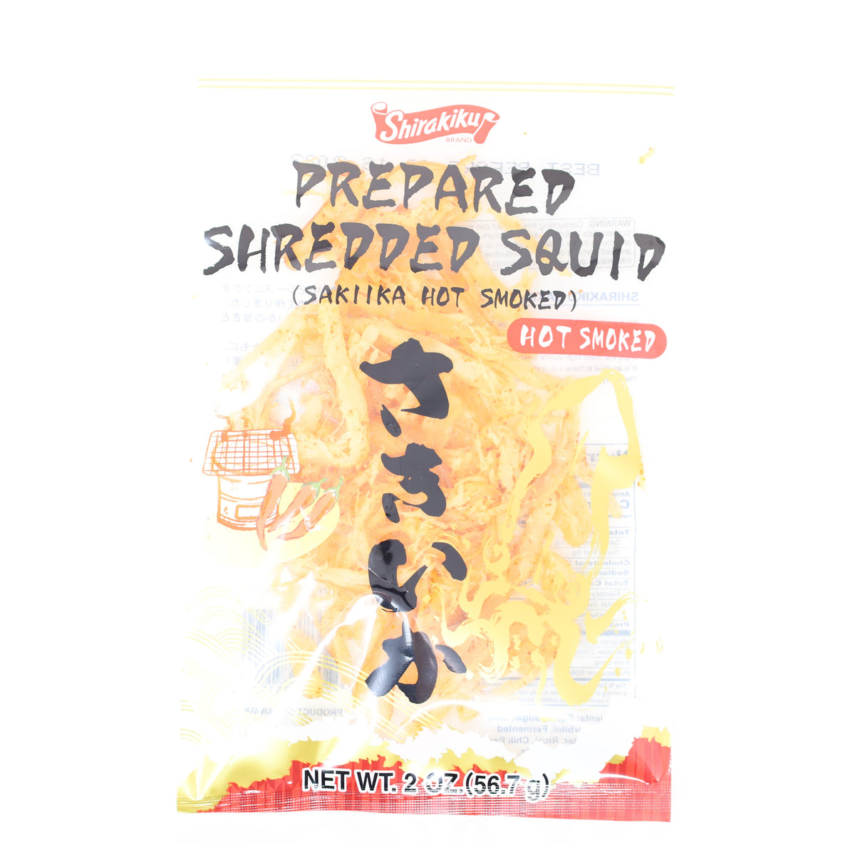 SHIRAKIKU SAKIIKA PREPARED SHREDDED SQUID HOT SMOKED 2OZ/56.7G