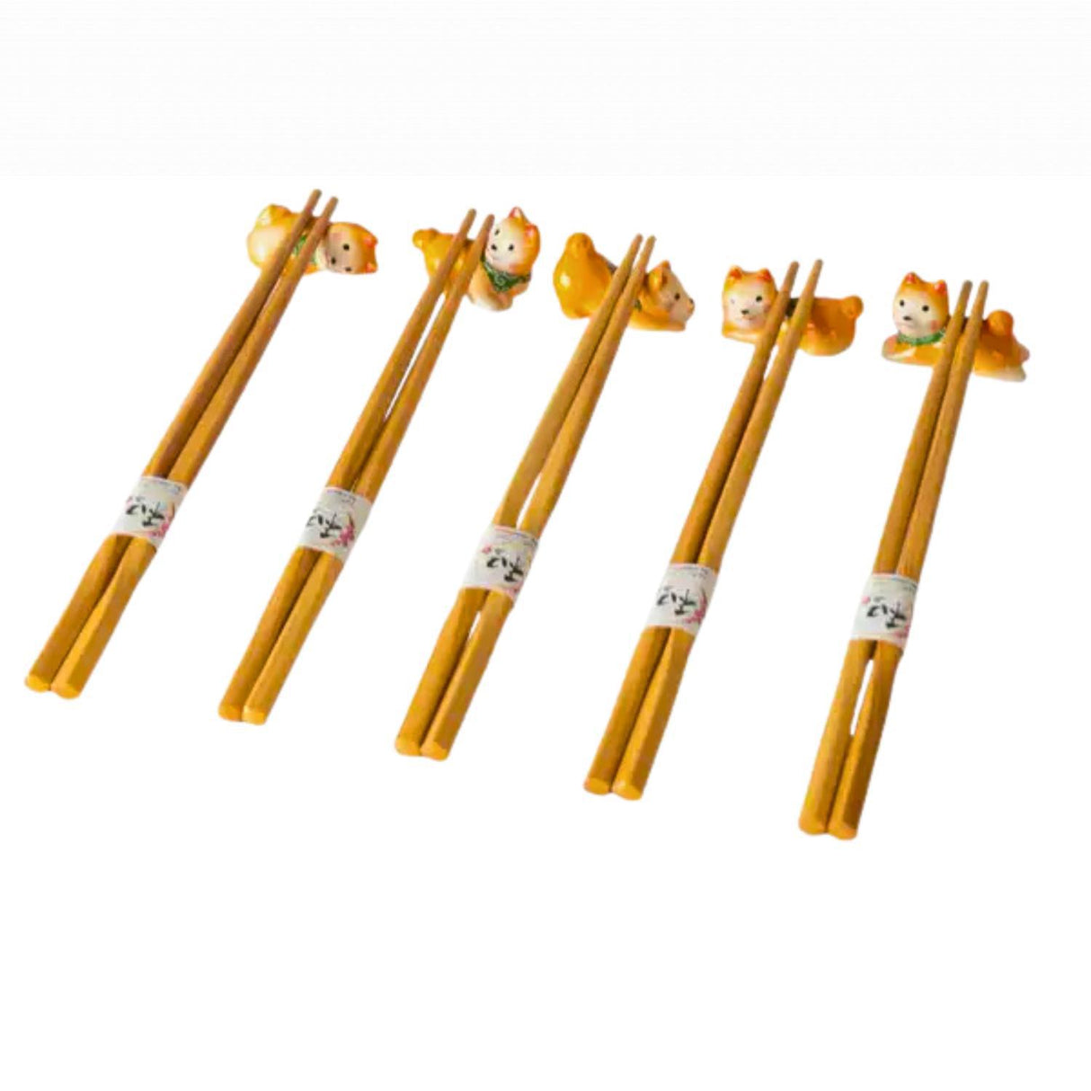 5 PIECE SHIBA INU CHOPSTICKS AND REST SET