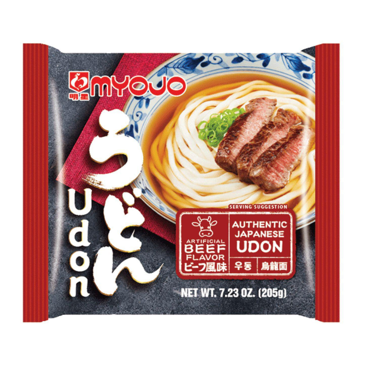 MYOJO UDON W/SOUP BEEF FLAVOR 7.23OZ/205G