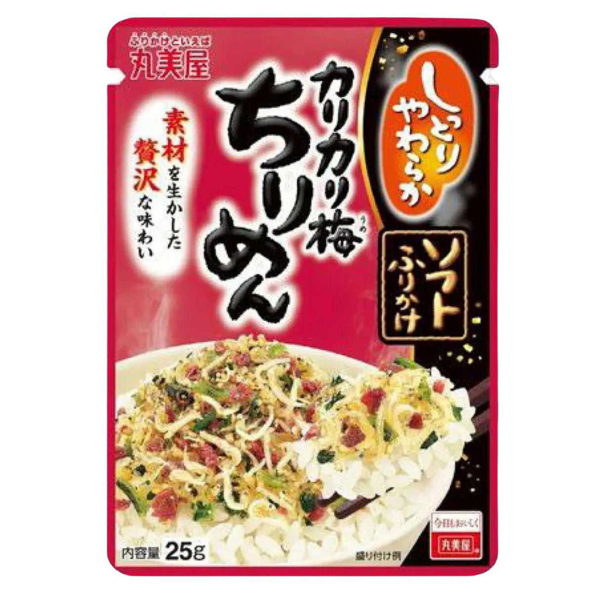 SHITTORI YAWARAKA CHIRIMEN KARIKARI UME SOFT FURIKAKE RICE SEASONING MIX 0.8OZ/25G - GOHAN Market