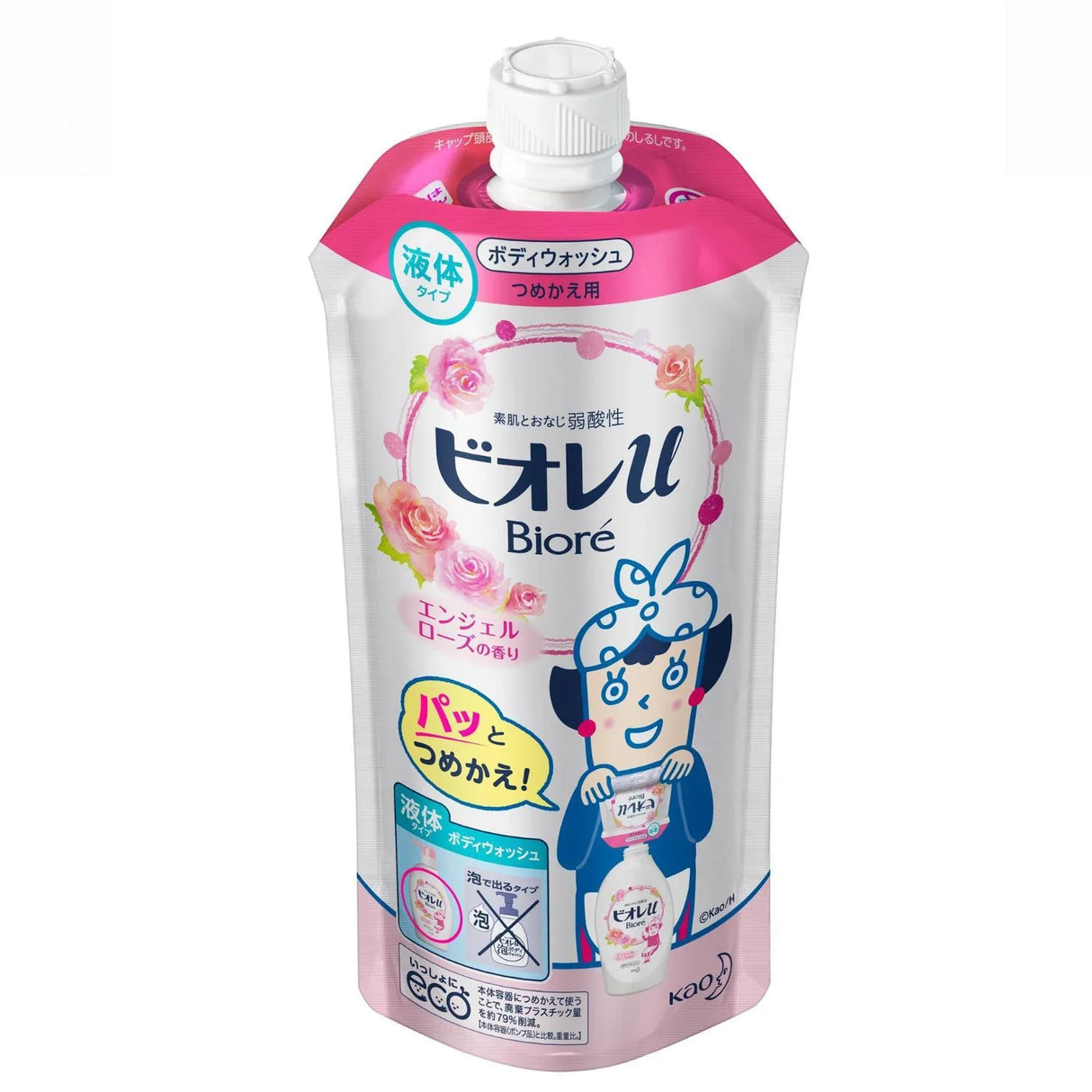 KAO BIORE U BODY SOAP ANGEL ROSE REFILL 11.5FLOZ