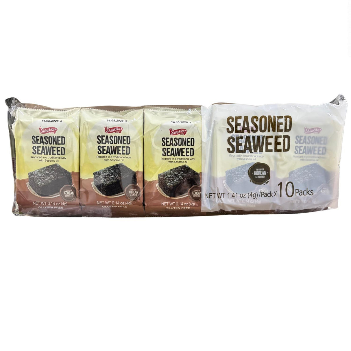 SHIRAKIKU KOREAN ROASTED SEAWEED 10 PK 1.41OZ/40G - GOHAN Market