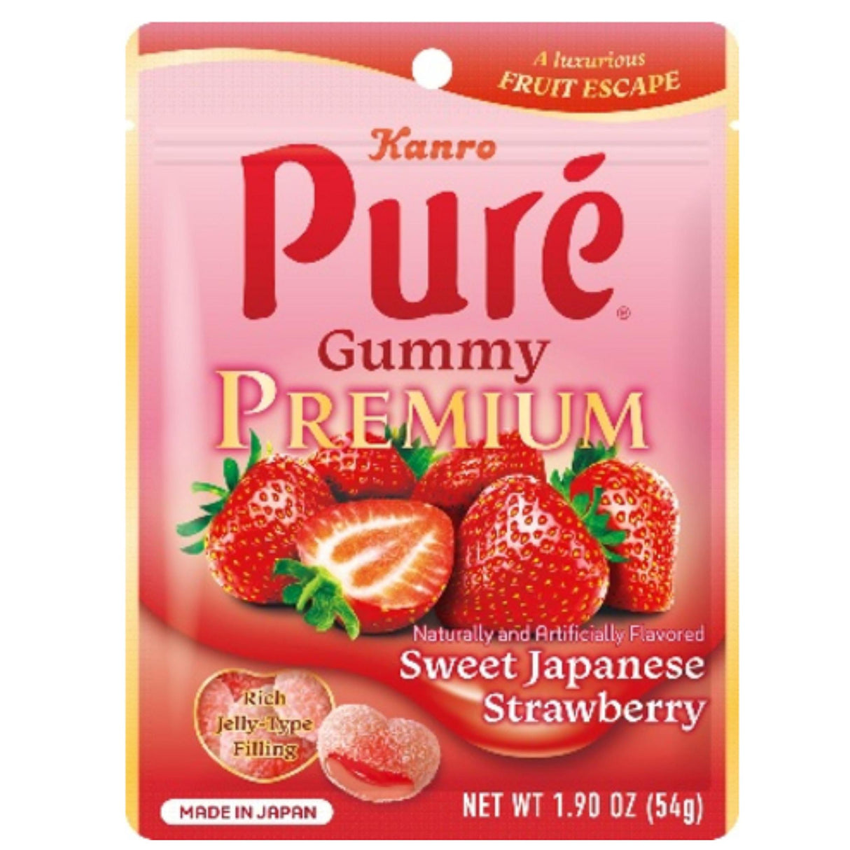 KANRO PURE GUMMY PREMIUM JAPANESE STRAWBERRY 1.90OZ/54G