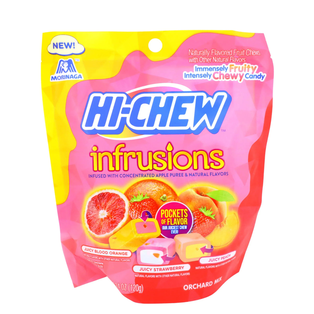 HI-CHEW INFRUSIONS BAG JUICY BLOOD ORANGE, JUICY STRAWBERRY, JUICY PEACH 4.24OZ/120G
