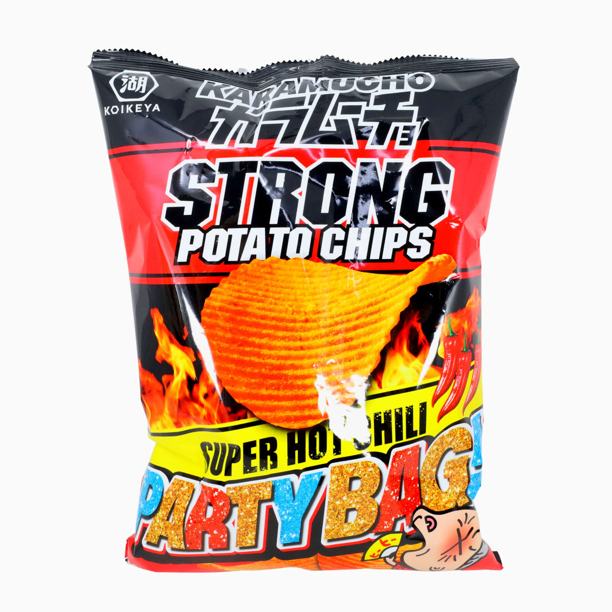 KOIKEYA KARAMUCHO STRONG POTATO CHIPS SUPER HOT CHILI PARTY BAG 6.2OZ/175G