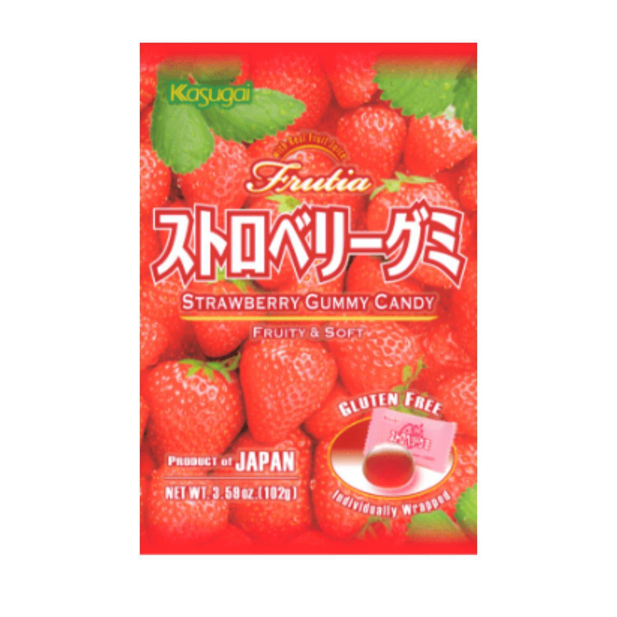 KASUGAI FRUTIA STRAWBERRY GUMMY CANDY 3.59OZ