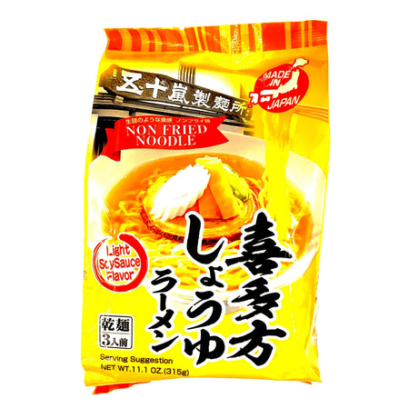 KITAKATA RAMEN FLAT AND WRINKLED THICK NOODLES LIGHT SOY SAUCE FLAVOR 3 SERVINGS 11.1OZ/315G