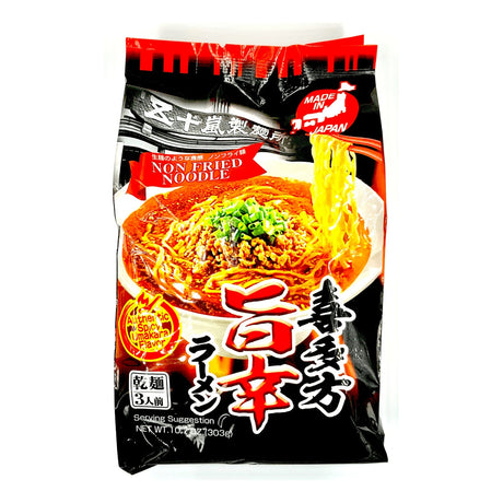 KITAKATA RAMEN FLAT AND WRINKLED THICK NOODLES AUTHENTIC SPICY UMAKARA FLAVOR 3 SERVINGS 11.6OZ/303G