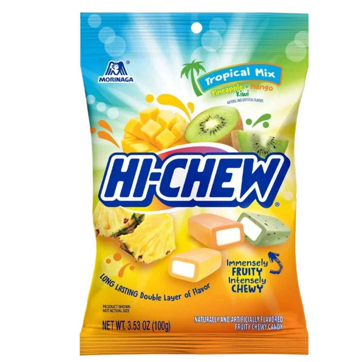 MORINAGA HI-CHEW TROPICAL MIX KIWI,PINEAPPLE,MANGO 3.53OZ/100G