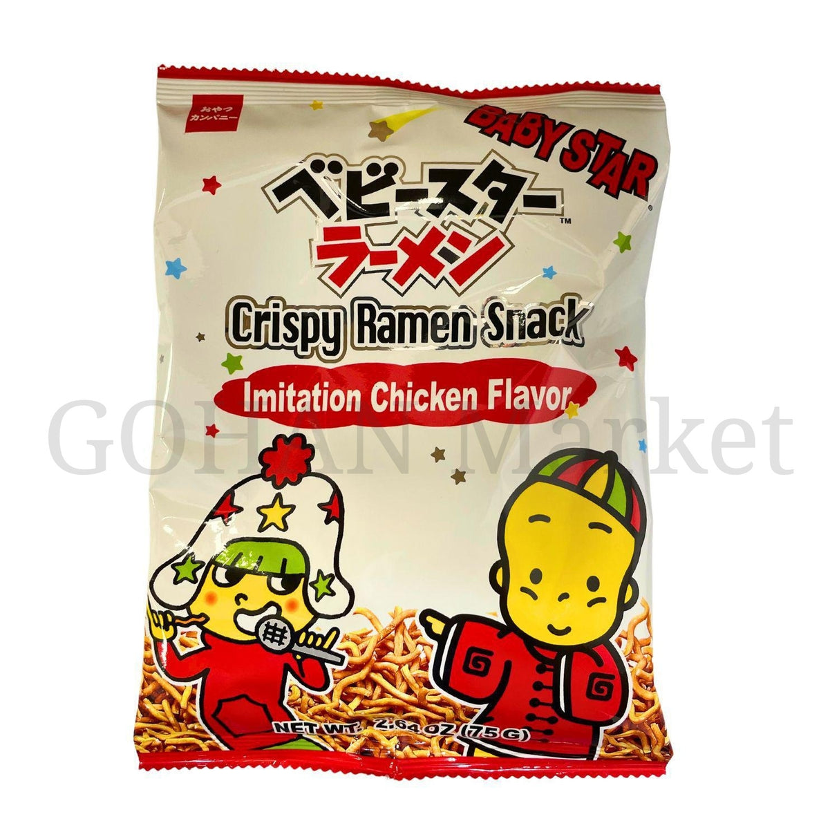 BABY STAR CRISPY RAMEN SNACK ARTIFICIAL CHICKEN FLAVOR 2.64OZ/75G