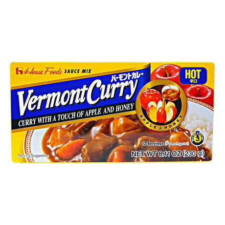 HOUSE FOODS VERMONT CURRY HOT 12 SERVINGS 8.11OZ/230G