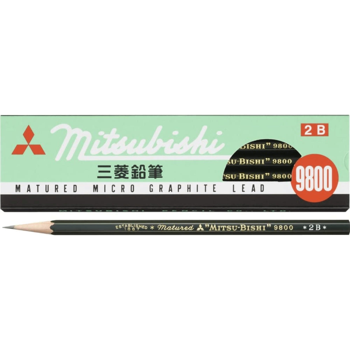 MITSUBISHI PENCIL CO, LTD. 9800 PENCIL DOZEN 12 PIECES 2B