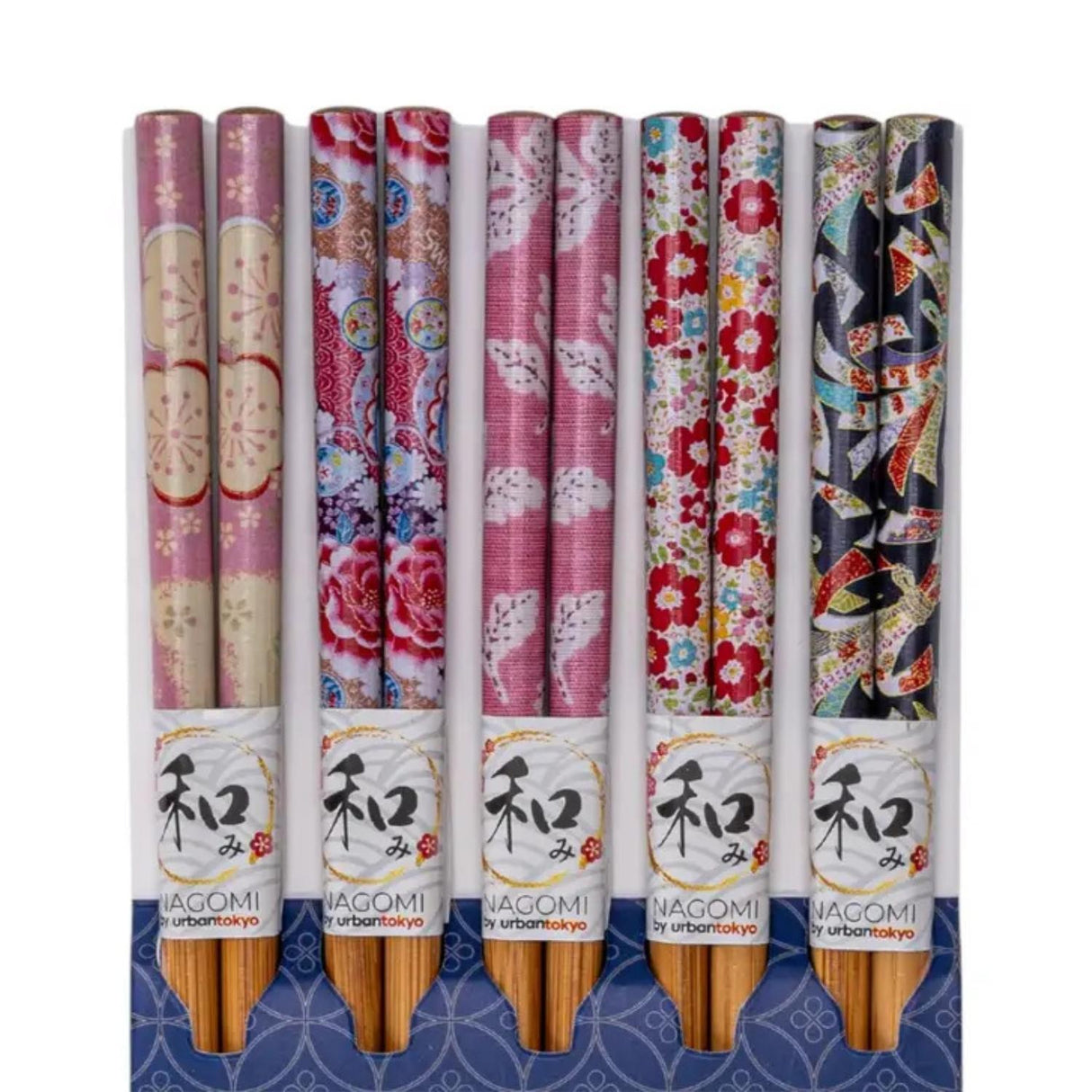 5 PIECE FLORAL PATTERN CHOPSTICKS SET