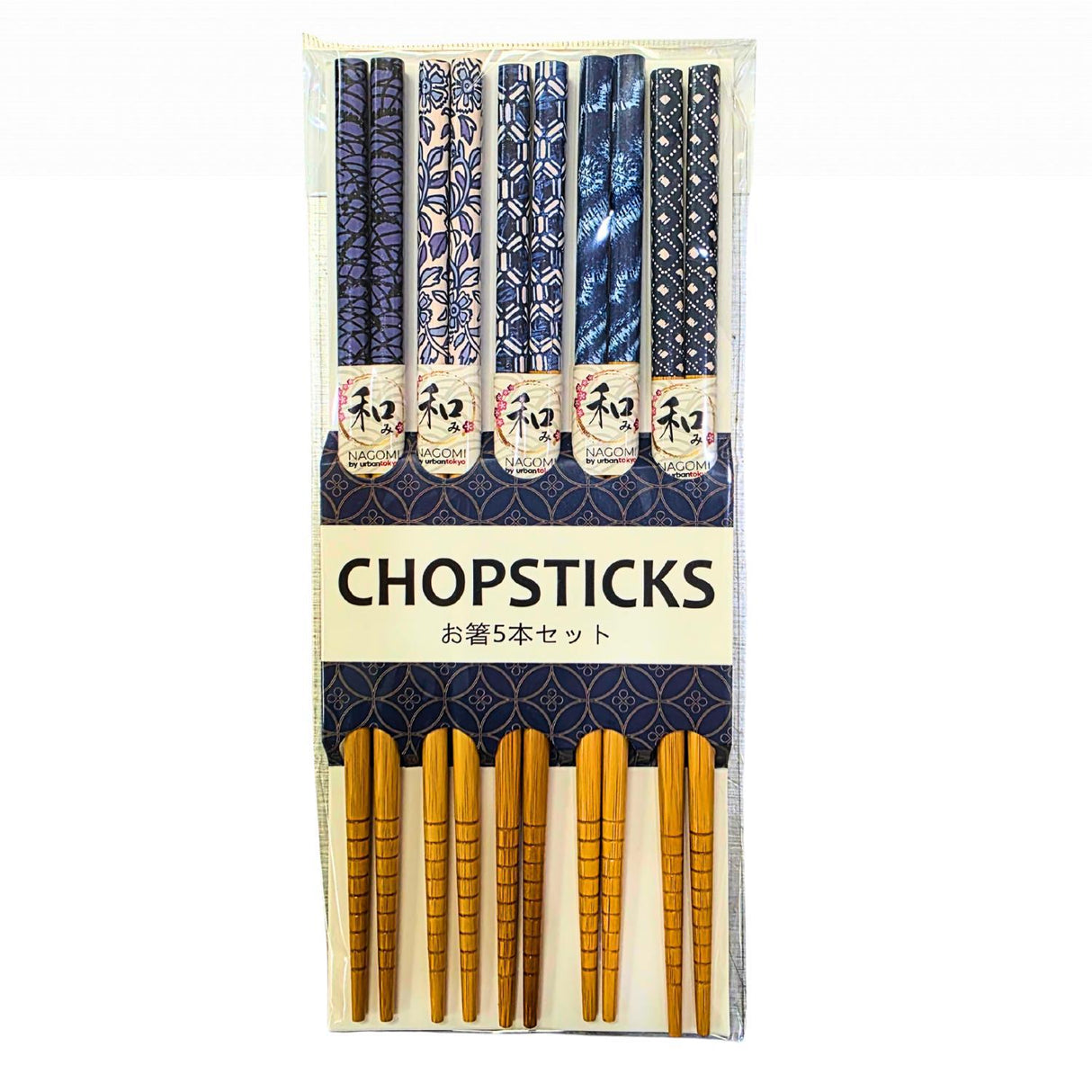 5 PIECE JAPAN MOTIF INDIGO CHOPSTICKS SET
