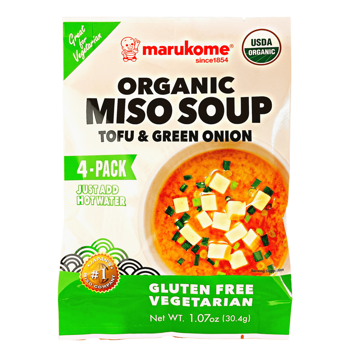 MARUKOME INSTANT ORGANIC MISO SOUP TOFU AND GREEN ONION 1.07OZ/30.40G