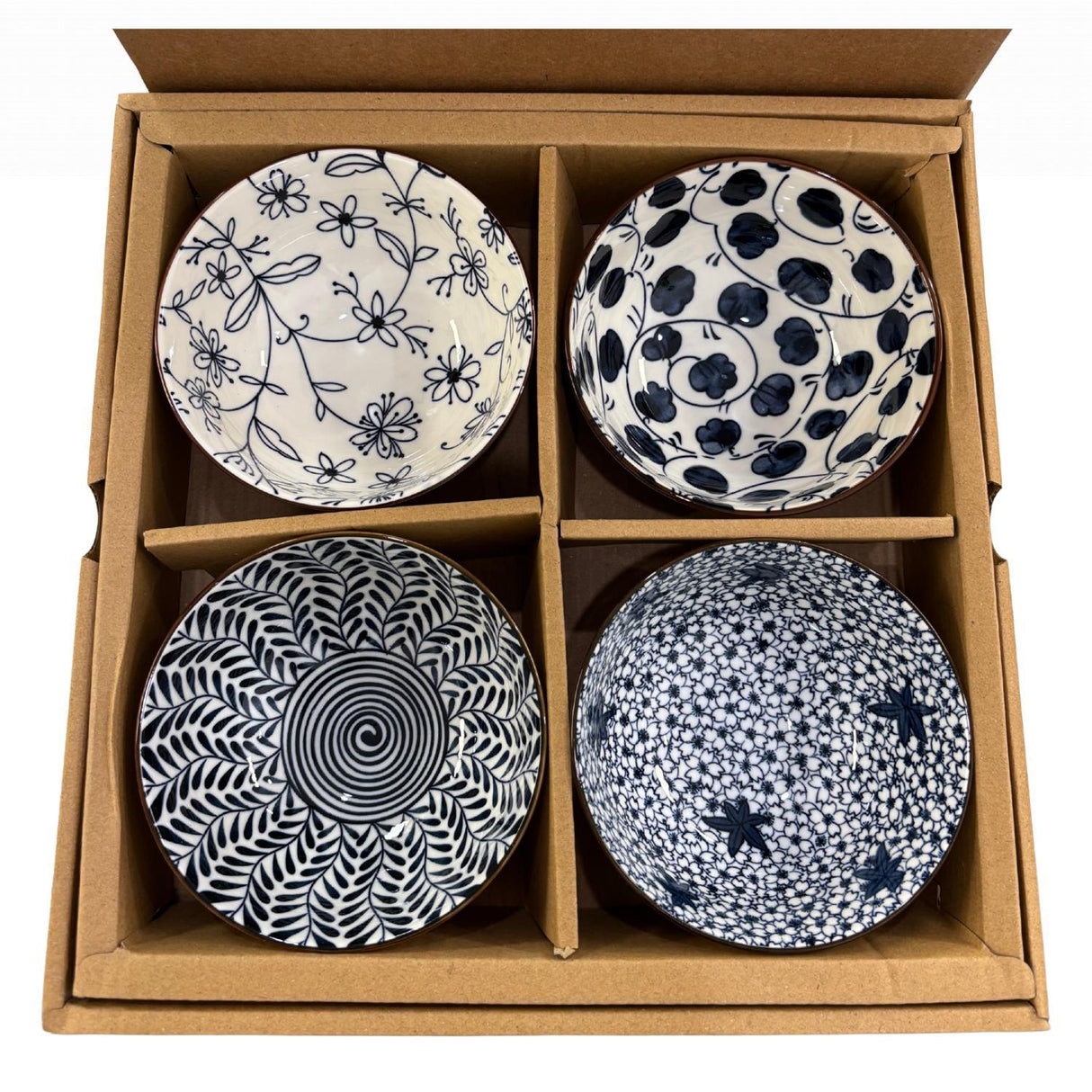 Nippon Blue 4 Piece Rice Set of 10oz 4.5"D Bowl Gift Set