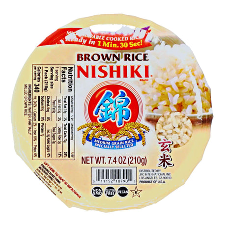 MICROWAVABLE COOKED RICE BROWN RICE NISHIKI 7.4 OZ