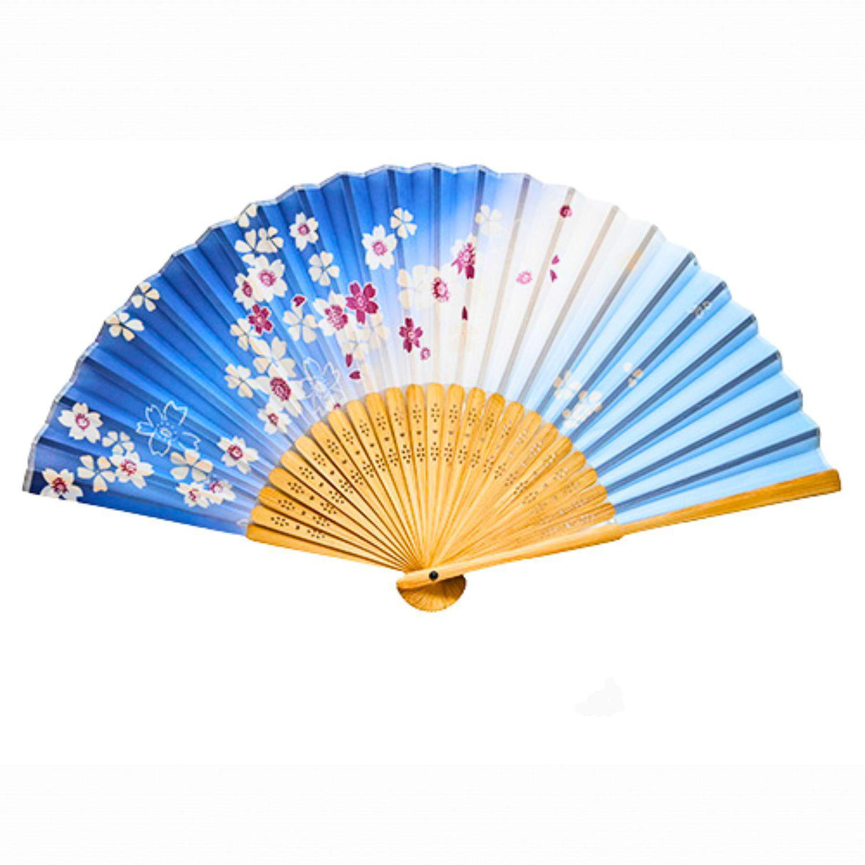 FLOWER - 9"L POLY FAN W/BAMBOO HANDLE Copy