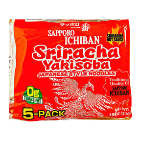 SAPPORO ICHIBAN SRIRACHA HOT SAUCE YAKISOBA 5PACK 18OZ/510G