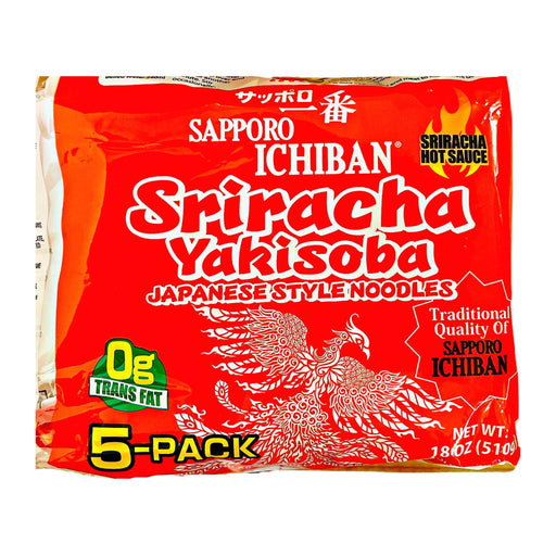 Sapporo Ichiban Sriracha Hot Sauce Yakisoba 5pack 18oz/510g - GOHAN Market