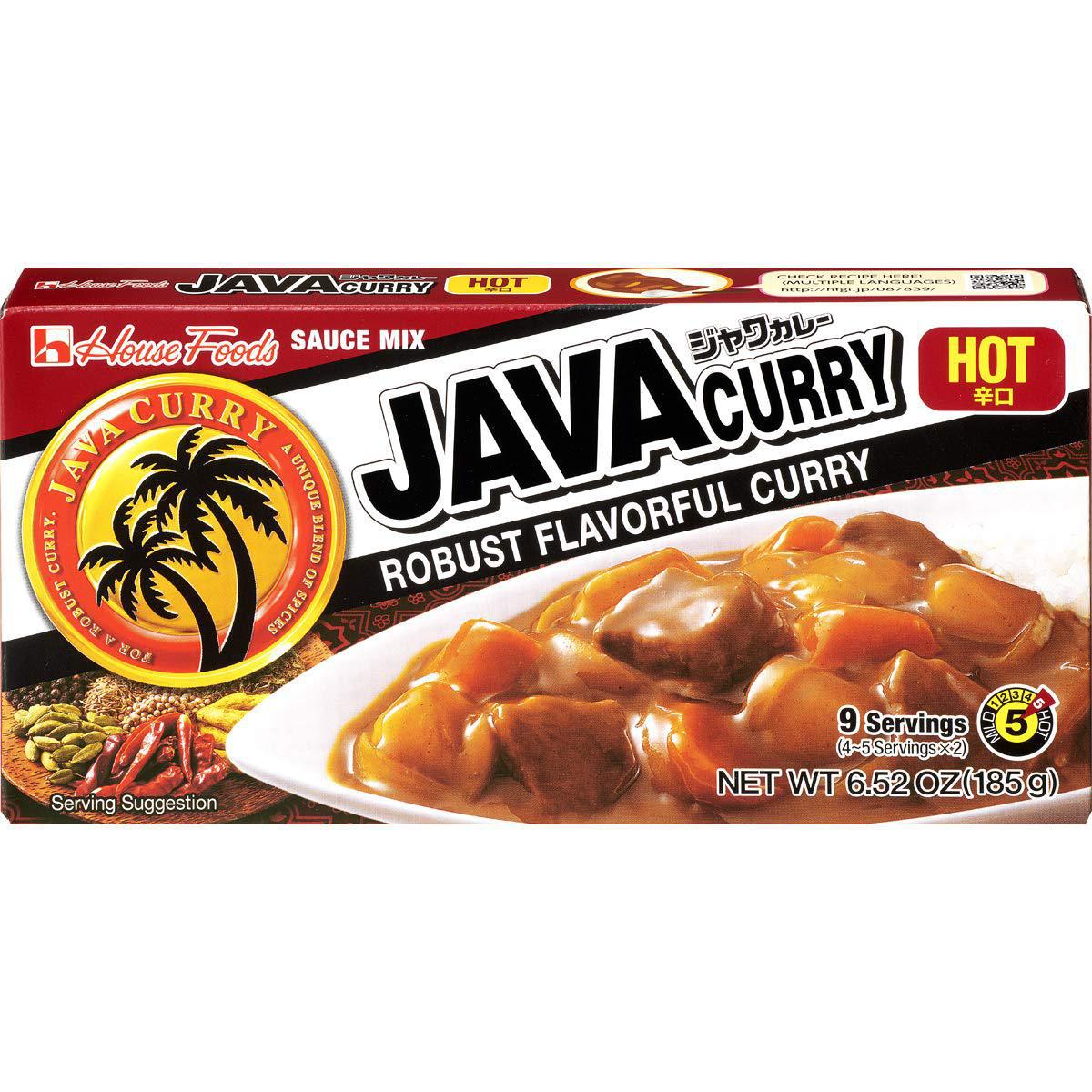 HOUSE FOODS JAVA CURRY HOT ROBUST FLAVORFUL CURRY 9 SERVINGS 6.52OZ/185G