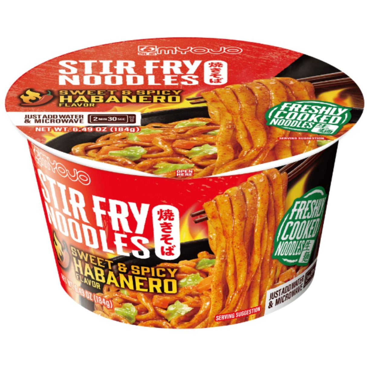 MYOJO BOWL STIR FRY NOODLES HABANERO 6.49OZ/184G