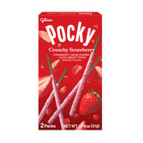 GLICO POCKY CRUNCHY STRAWBERRY COVERED CHOCOLATE BISCUIT STICKS 2PACKS 1.79OZ0/51G