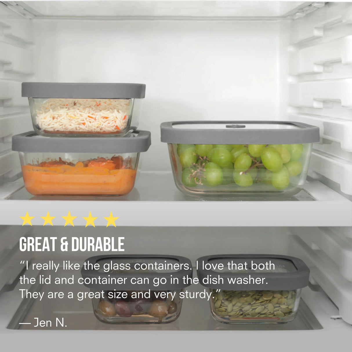 Square Glass Food Storage Containers (Set of 4)