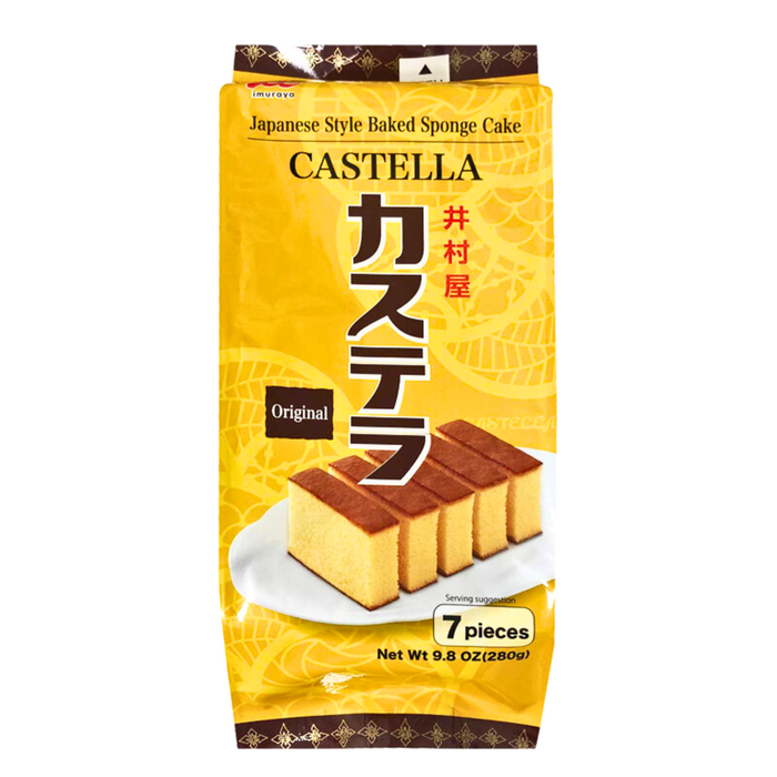 Imuraya Japanese Style Castella Pre-Sliced Baked Sponge Pound Cake 9.8oz, 7 Pieces (Original)