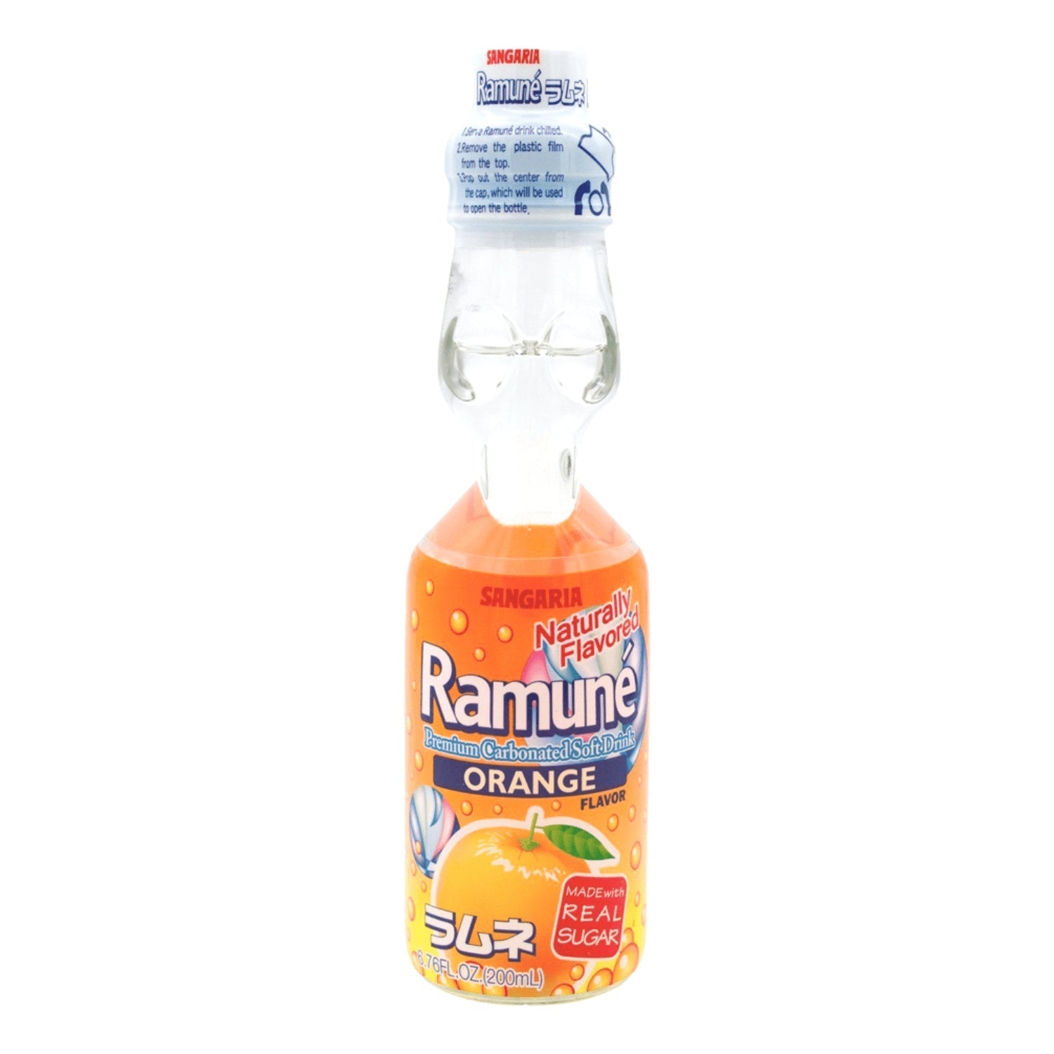 SANGARIA RAMUNE, FLAVOR - ORANGE PREMIUM CARBONATED SOFT DRINK